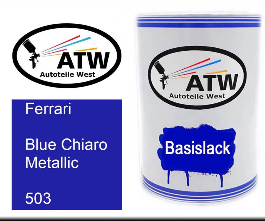 Ferrari, Blue Chiaro Metallic, 503: 500ml Lackdose, von ATW Autoteile West.